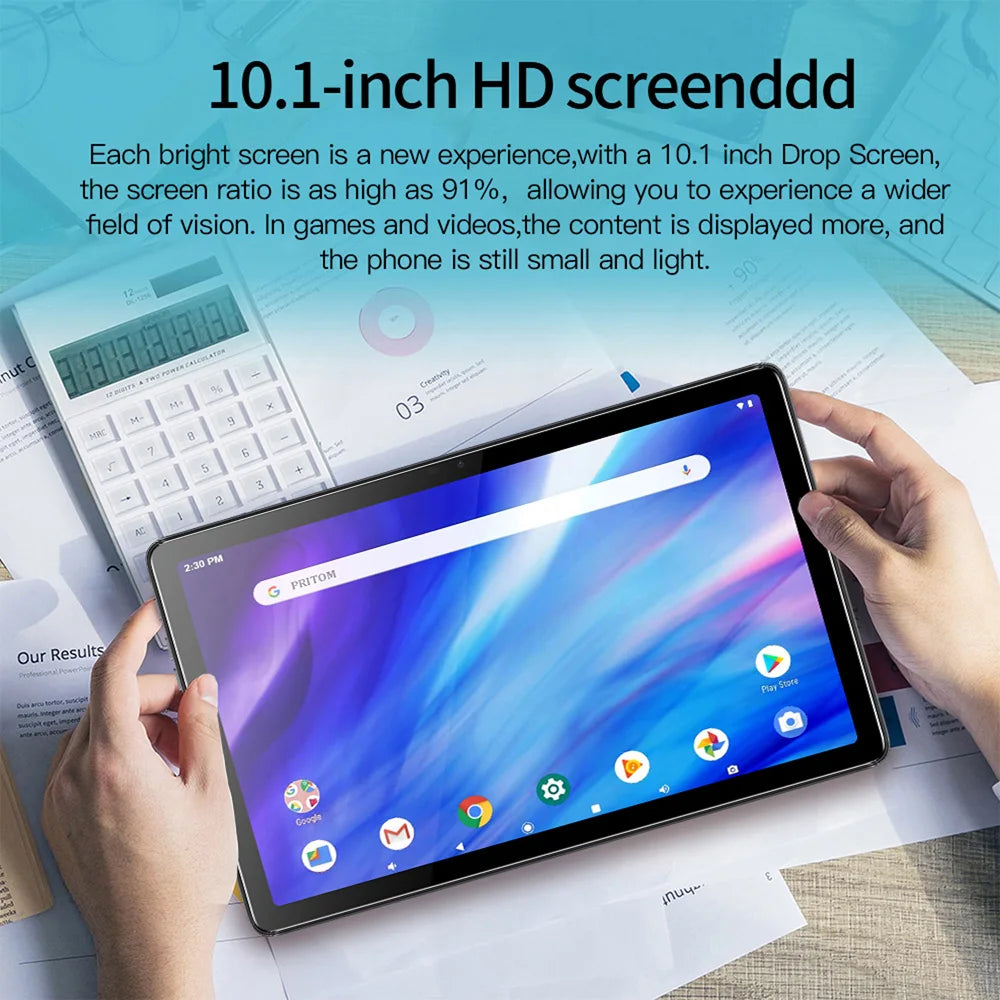 Tablette PC 10,1 Pouces Octa Core Version Globale 4Go RAM 64Go ROM Google Play Double Appareil Photo Double SIM Appel Téléphonique Bluetooth Wifi