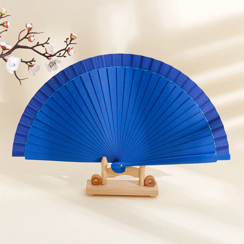 1PC Plain Wood Folding Hand Held Fans Solid Color Spanish Dance Performance Wooden Fans Wedding Hand-Painted Ornament Gift