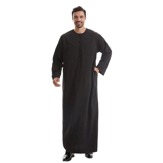 New 2024 Eid Muslim Islamic Middle East Abaya Dubai Malaysia Loose Gown Button Shirt Men Clothing Jalabiya Abayas Ramadan Caftan