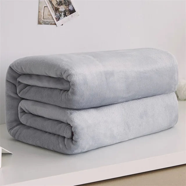 Couvertures en flanelle polaire corail 230 g/m² pour lits, couleur unie bleue rose, douce, chaude et fine, couvre-lit, housse de canapé, couverture plaid en fausse fourrure.