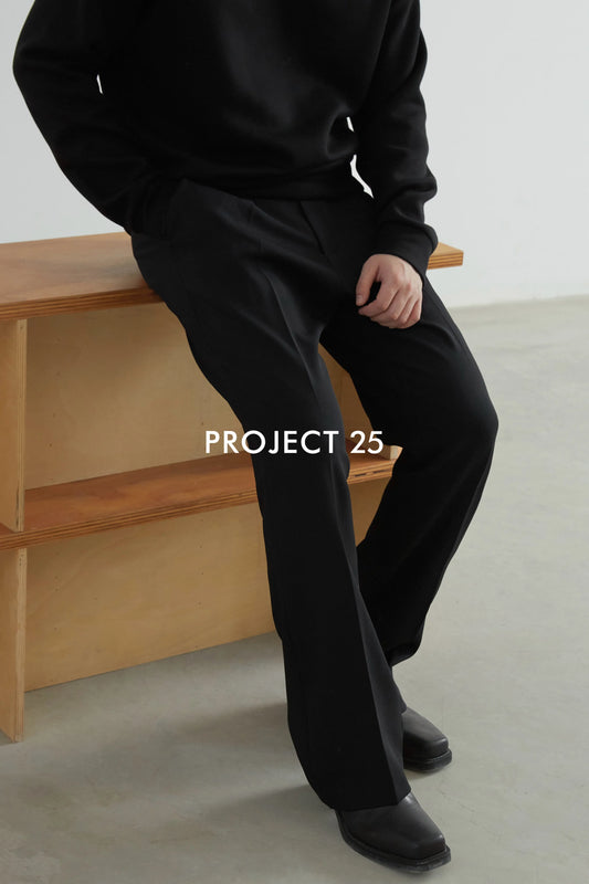PROJECT 25 Men's Black Straight-Leg Trousers – Wrinkle-Resistant Elegant Drape Loose Fit & Versatile Casual Dress Pants