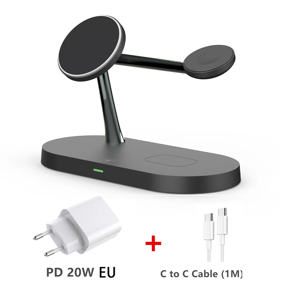 3-in-1 Magnetisches kabelloses Ladegerät für iPhone 16 15 14 13 12, Schnellladestation für Apple Watch 10 9 8 7 6 5 4, Airpods 2 3 Pro