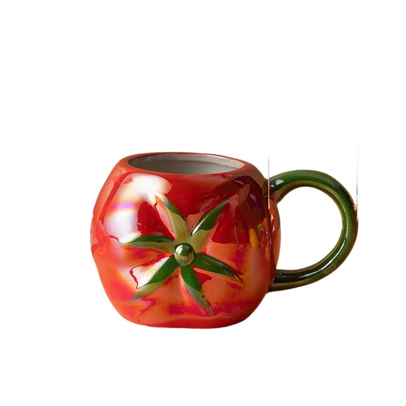 Dreidimensionale Frucht-Porzellan-Kaffeetasse Große Kapazität Apfel-Erdbeer-Tasse Zuhause Nachmittagstee Dessert Tee Tasse Paar Tasse