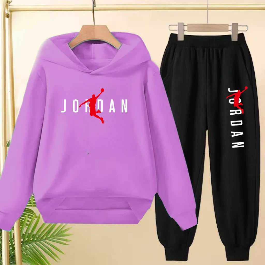 Ensemble mode décontracté de survêtement à capuche noir pour enfants, haut et pantalon, pour garçons et filles, bambins de 3 à 12 ans