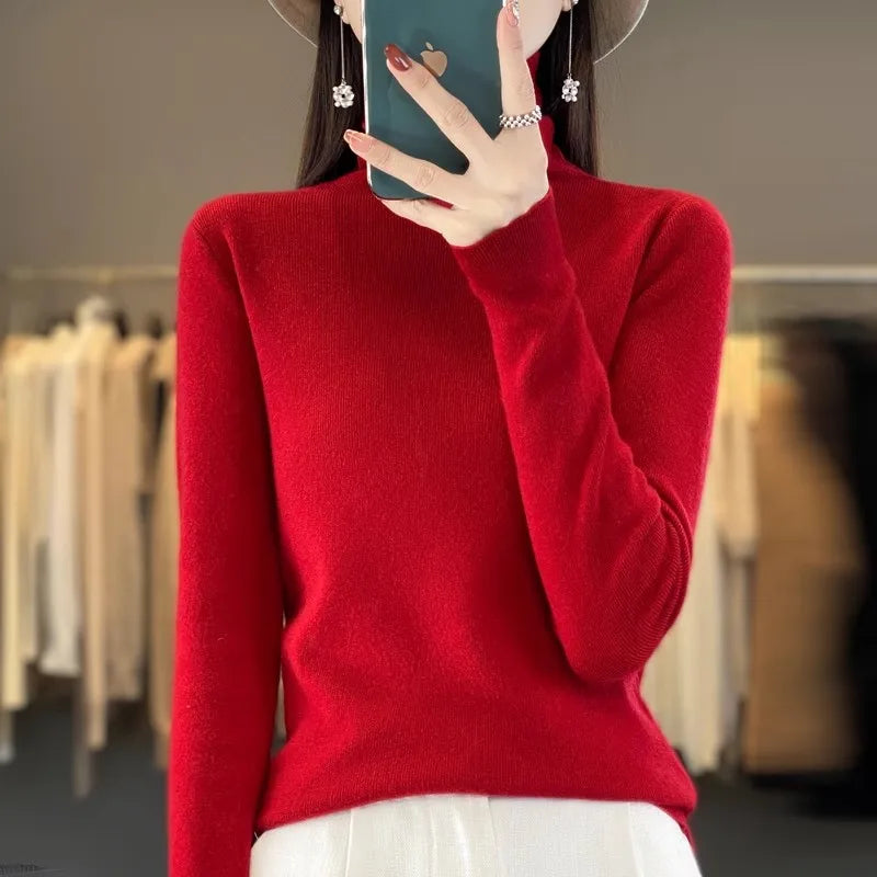 Women Sweater Turtleneck Slim Pullovers Autumn Winter Warm Bottoming Shirts Jumpers Basic High Strecth Korean Knitwear 2026