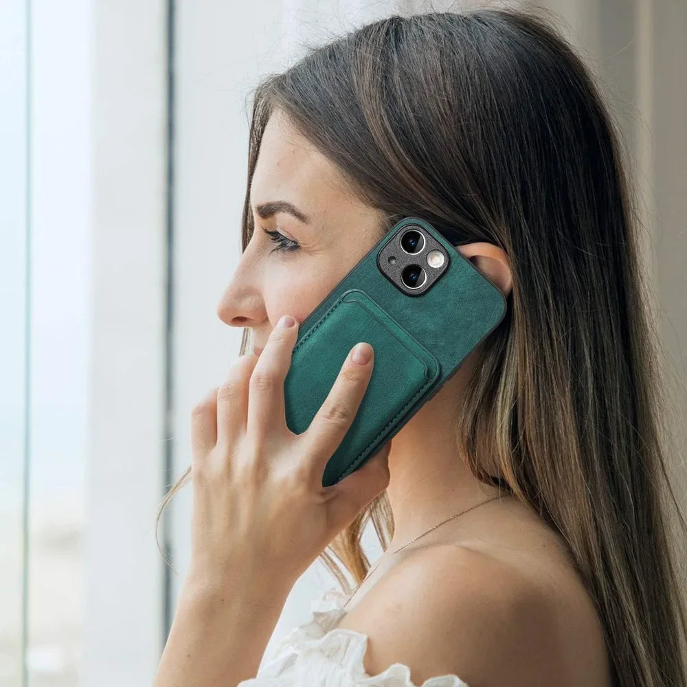 Vintage-Lederhülle mit abnehmbarem magnetischem Kartenhalter für iPhone 17 Air 16e 16 Pro Max 15 14 Plus 13 12 11