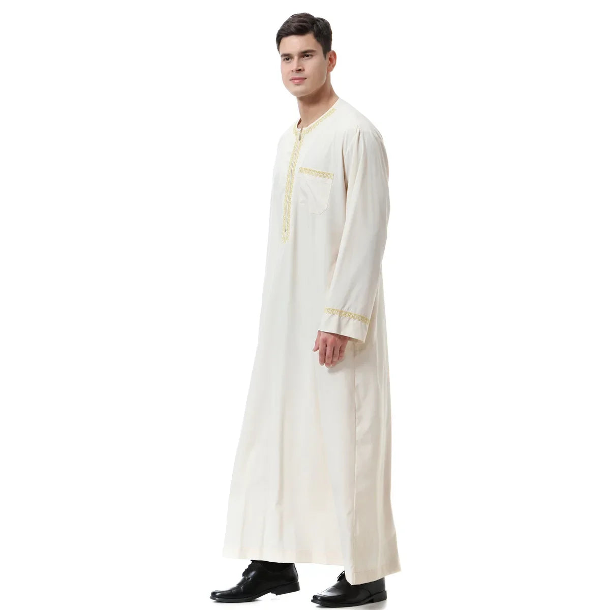 Jubba Thobe Homme Musulman Imprimé Fermeture Éclair Kimono Longue Robe Saoudienne Islamique Musulman Vêtements Abaya Caftan Islam Dubaï Robe Arabe