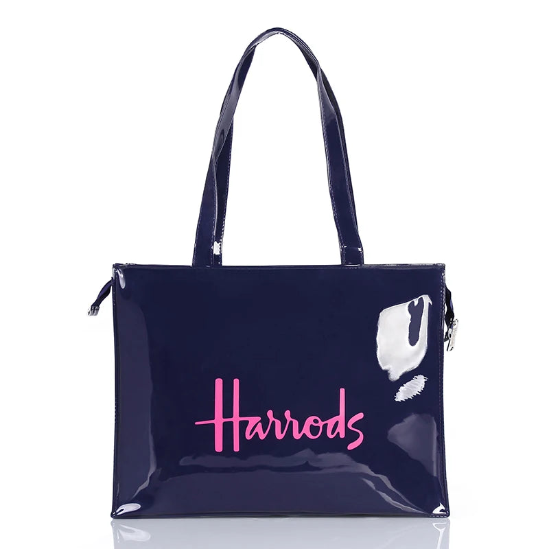 Horizontal Edition PVC Reusable Shopping Bag Eco-friendly London Lady Shopper Bag Large Capacity Waterproof Handbag Shoulder Bag