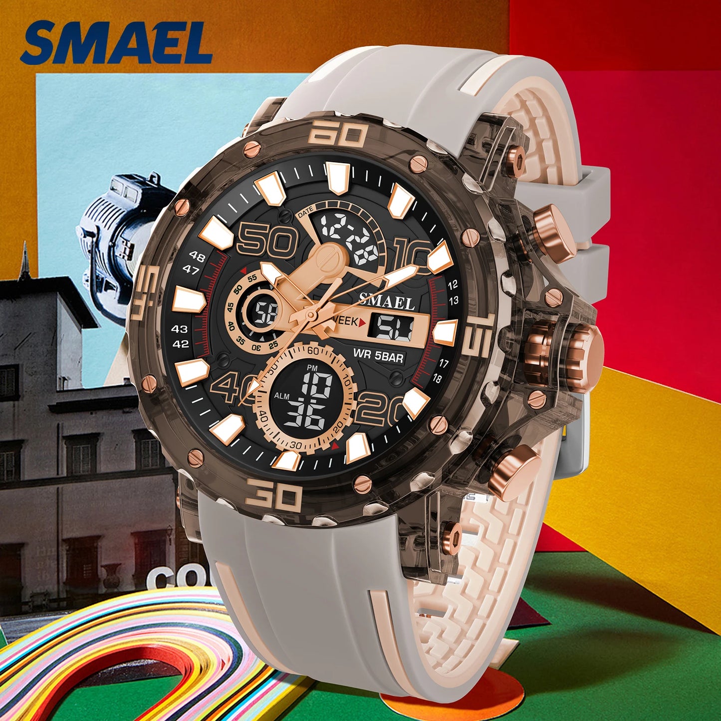 Montres Militaires Hommes Montre 2025 Nouvelle 50M Étanche Chronomètre Alarme Lumière LED Montres Digitales 8136 Montre Sport Homme