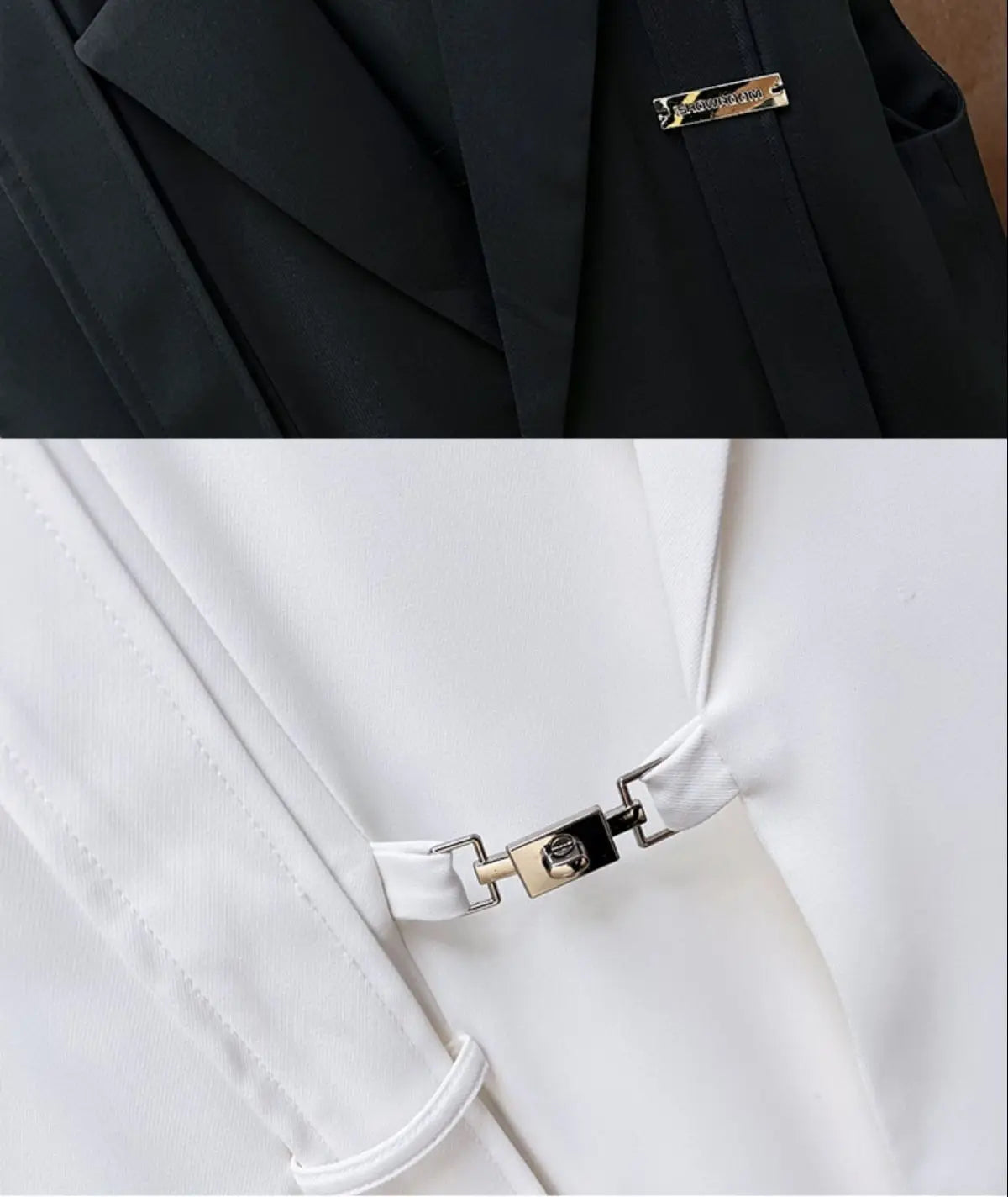 Hose Weste 2-teiliges lockeres Anzugset Büro Business Casual Schwarz Schön Geteilte Träger Herren Oberbekleidung Koreanische Kleidung Metallknopf