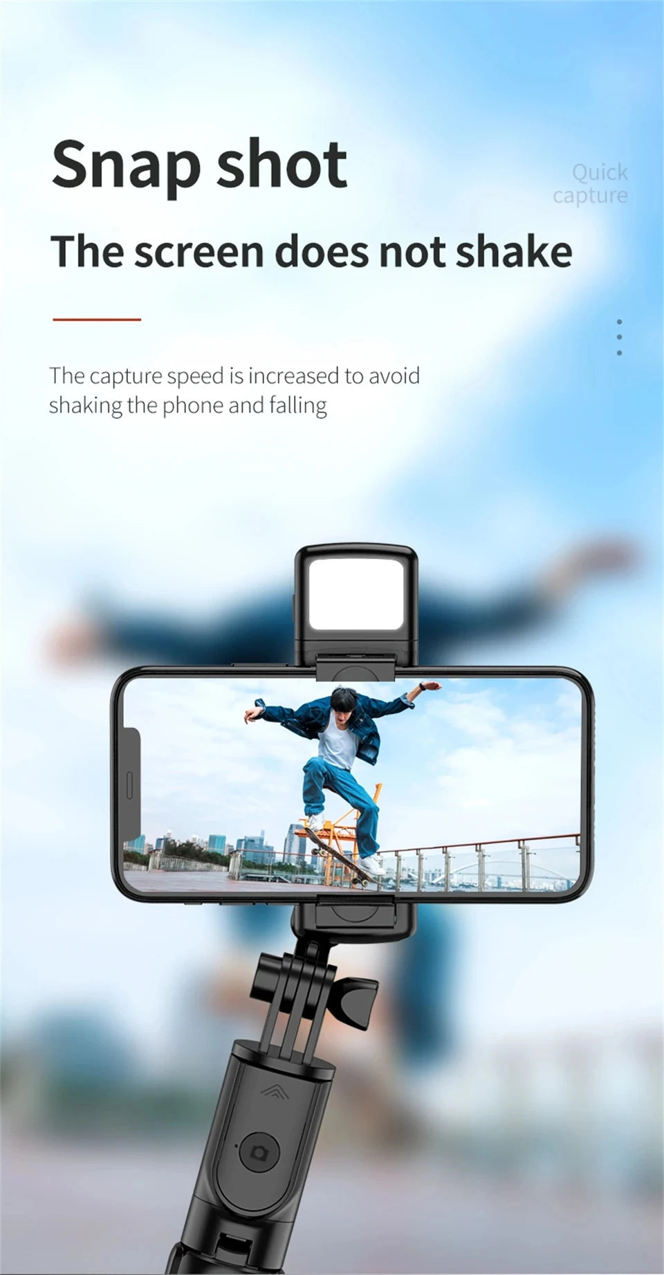 MEUYAG Tragbares, faltbares Selfie-Stick-Stativ mit Aufhelllicht und kabelloser Bluetooth-Fernbedienung für Telefone