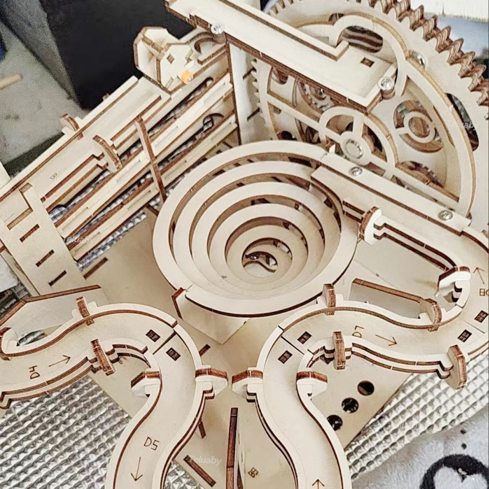 Maquette mécanique 3D en bois à monter soi-même – Kits de construction – Jeu de labyrinthe à billes avec 4 billes – Cadeau pour adultes et enfants