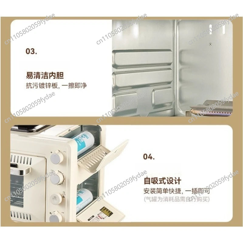 Cross-Border Outdoor Portable Gas Oven, Field Camping, Integrated Casserole, 25-30L Oven