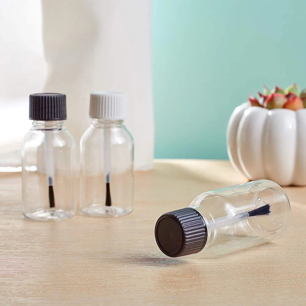 Empty Nail Polish Bottles With Brush Cap Refillable Plastic Jars Leakproof Storage Liquid Paints Pots DIY Crafts Containers