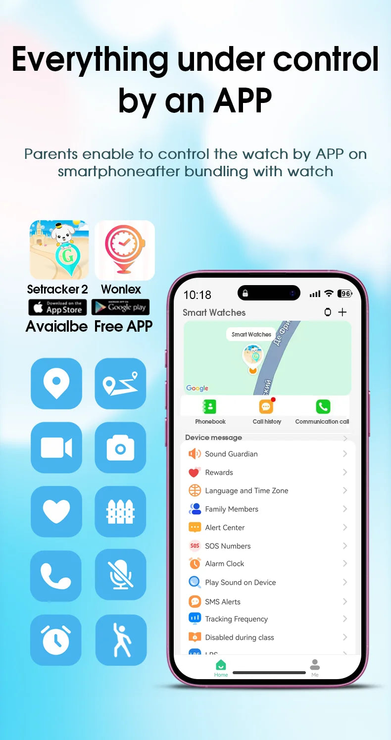Montre intelligente GPS Wonlex KT37 pour enfants avec assistant vocal IA, application de surveillance, suivi de localisation WiFi, appel vidéo 4G