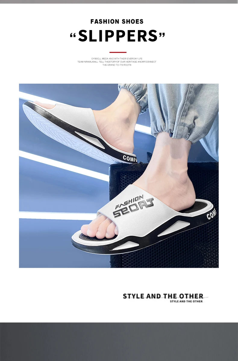 Fashion&Sports Herren Sommerslipper Rutschfeste PVC-Robuste Hausschuhe Outdoor-Strand-Flip-Flops für Herren Bequeme Hausschuhe