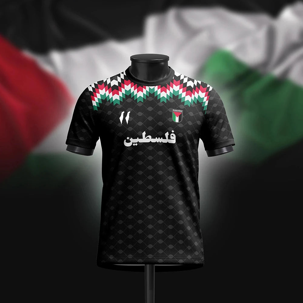 Palästina Fußballtrikot T-Shirts Sommer Mode Kurzarm Palästinensische Flagge 3D-Druck T-Shirt Casual O-Neck Locker Herren Tee Tops