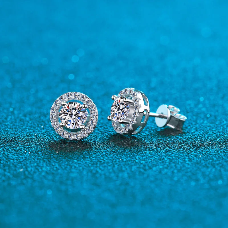 Moissanit-Ohrstecker, rund, D-Farbe, 0,5 Karat, 925er Sterlingsilber, für Damen, Hochzeitsschmuck mit GRA-Zertifikat EA011