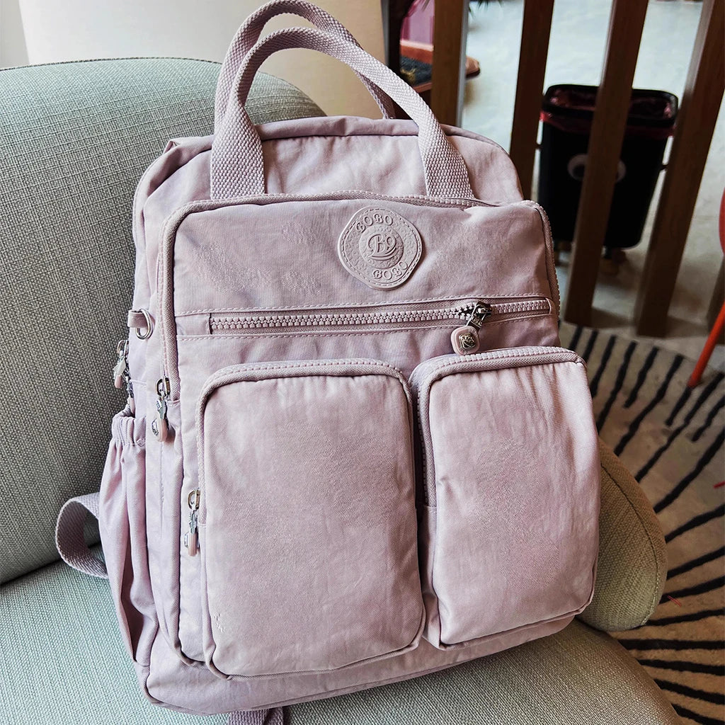 Fashion Multi-pocket Woman's Backpack Soft Handle Solid Color Nylon Travel Backpack Lightweight Casual School Backpacks