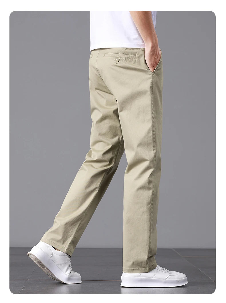 2025 Stretch Herrenhose Straight Fit Baumwolle Golfhose Herren Frühling Sommer Anzughose Büro Arbeit Freizeit Schwarz Marineblau Khaki