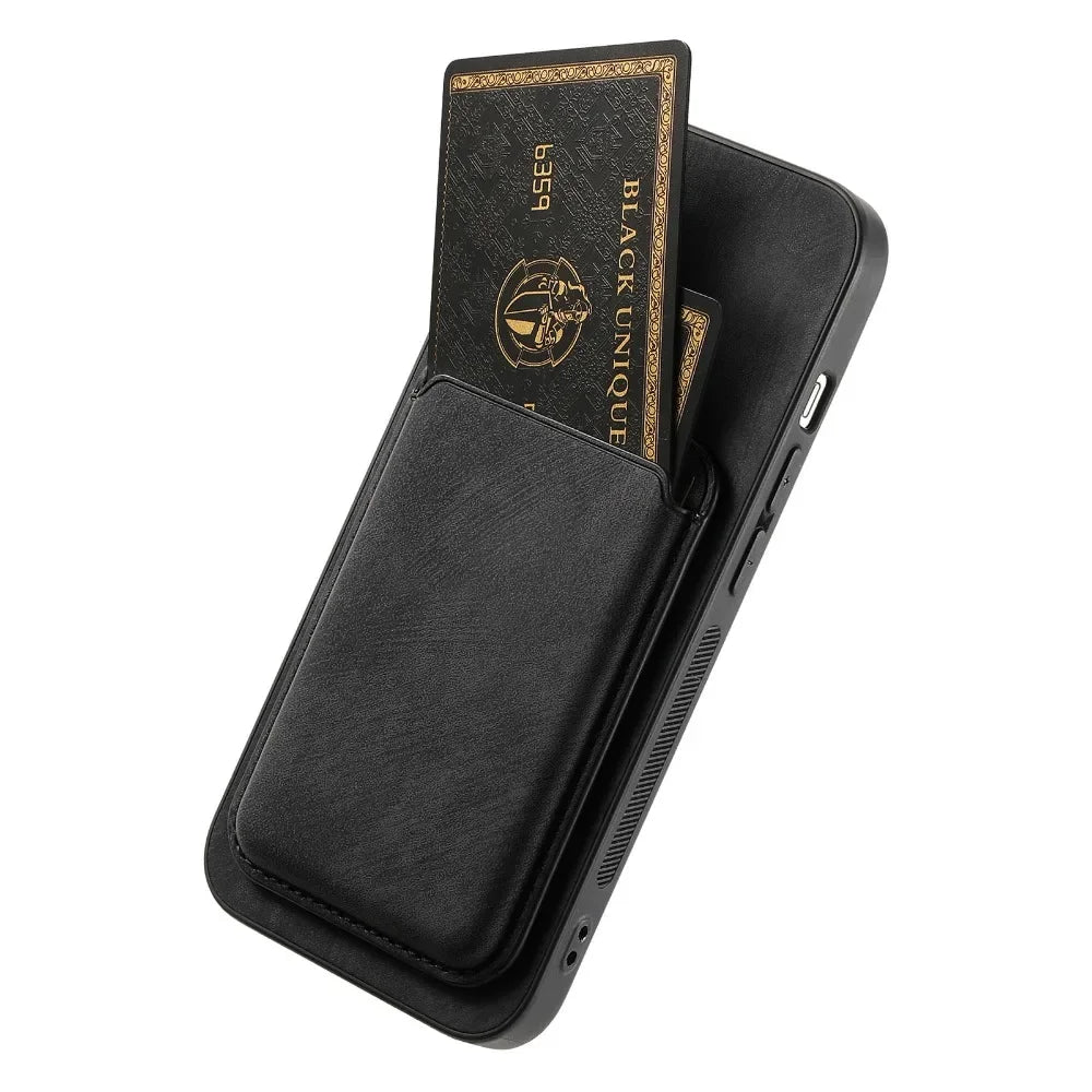 Vintage-Lederhülle mit abnehmbarem magnetischem Kartenhalter für iPhone 17 Air 16e 16 Pro Max 15 14 Plus 13 12 11
