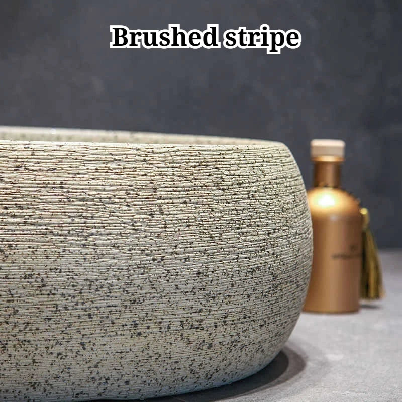 Vintage Art Ceramic Bathroom Sink Scratch Resistant Wear-resistant Easy Clean Washbasin Durable Household Bathroom Fixture