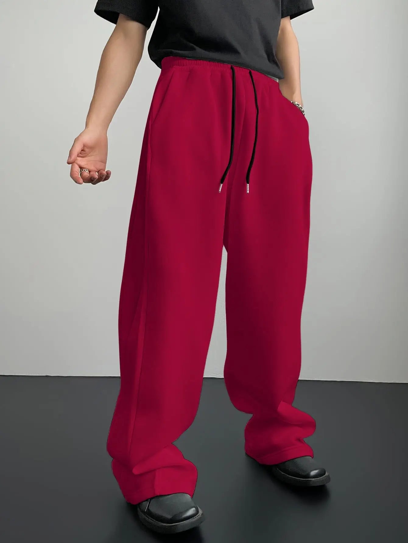 Pantalon de survêtement large Y2K Harajuku pour femmes, streetwear, ample, surdimensionné, gris, de sport, taille haute, avec cordon de serrage, décontracté