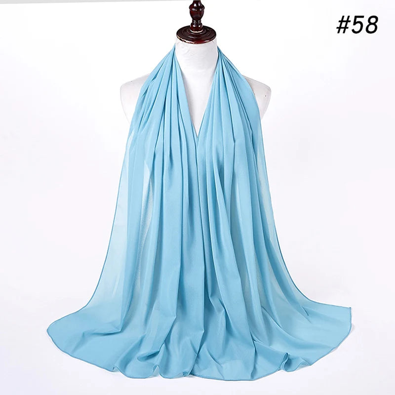 Hijab musulman en mousseline pour femmes, écharpe en mousseline bulle, voile pour femmes, musulmanes, islamiques, de couleur unie, malaisiennes, écharpes foulard musulman