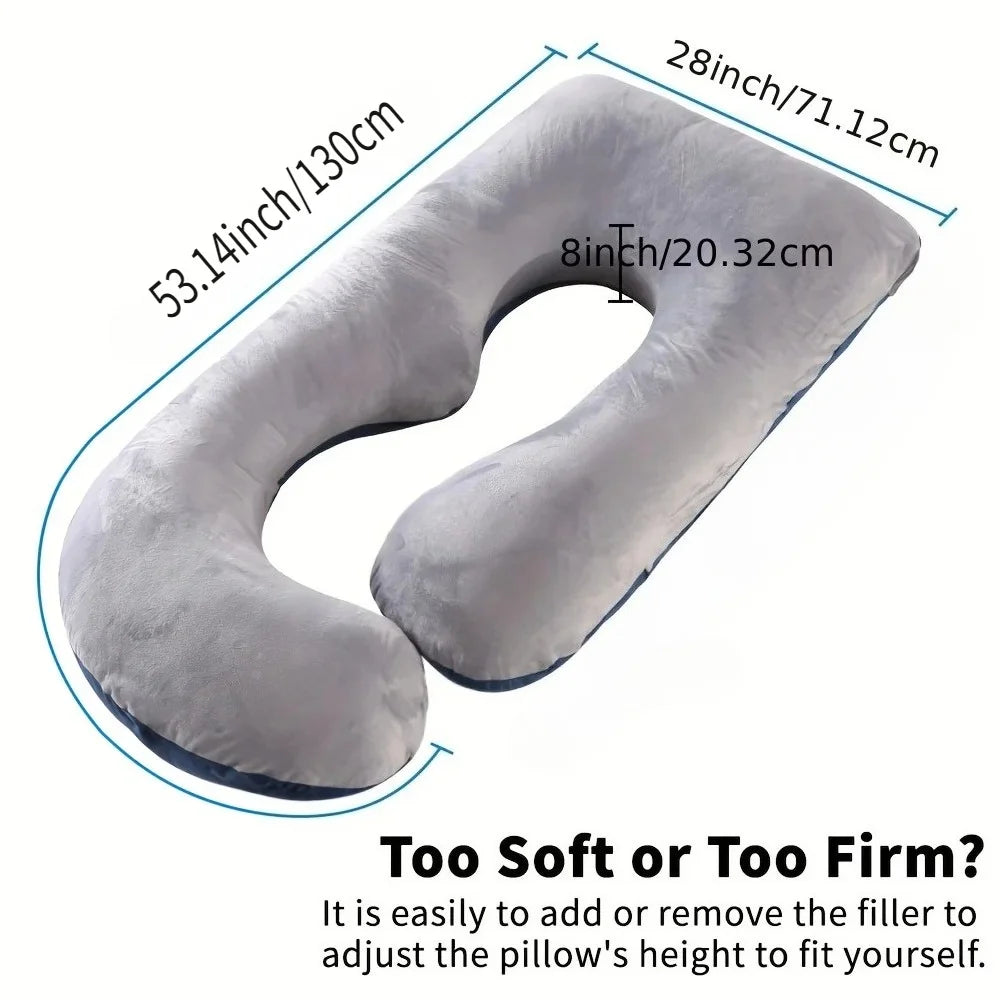 60-inch Full Body Pillow, Maternity Pillow, Maternity Full Body PillowwithPillowcase,Full Body Pillow with Back, Leg.(135X75X60）