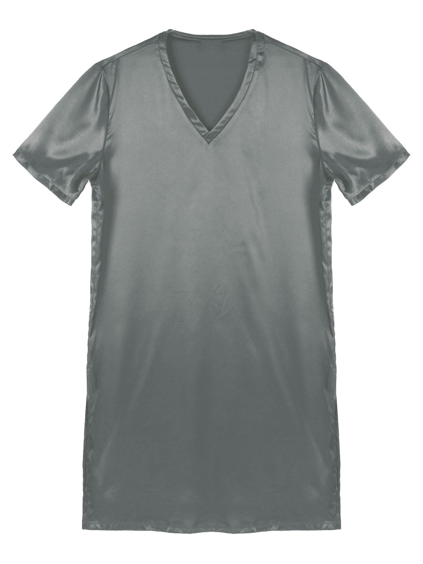 Damen Herren Seidensatin Pyjamas Schlafanzug Kurzarm Nachthemd Kimono Bademantel Schlafrock Morgenmantel Sommer Nachthemd Homewear