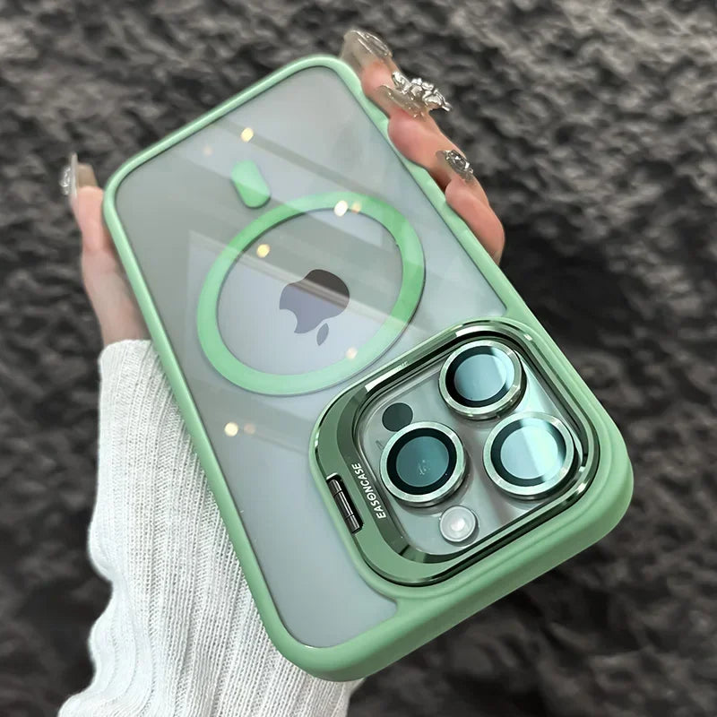 Luxuriöser Metallringhalter Hochtransparente stoßfeste Handyhülle für iPhone 16 15 14 13 12 11 ProMax Objektivschutzfolie