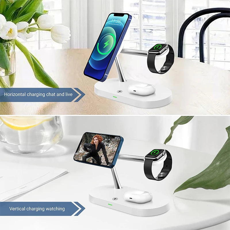 3-in-1 Magnetisches kabelloses Ladegerät für iPhone 16 15 14 13 12, Schnellladestation für Apple Watch 10 9 8 7 6 5 4, Airpods 2 3 Pro