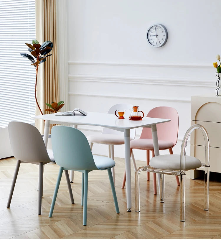 Set Of 4 Aesthetic Dining Chairs Plastic Comfortable Modern Living Room Dining Chairs Ergonomic Bedroom Chaises Home Furniture