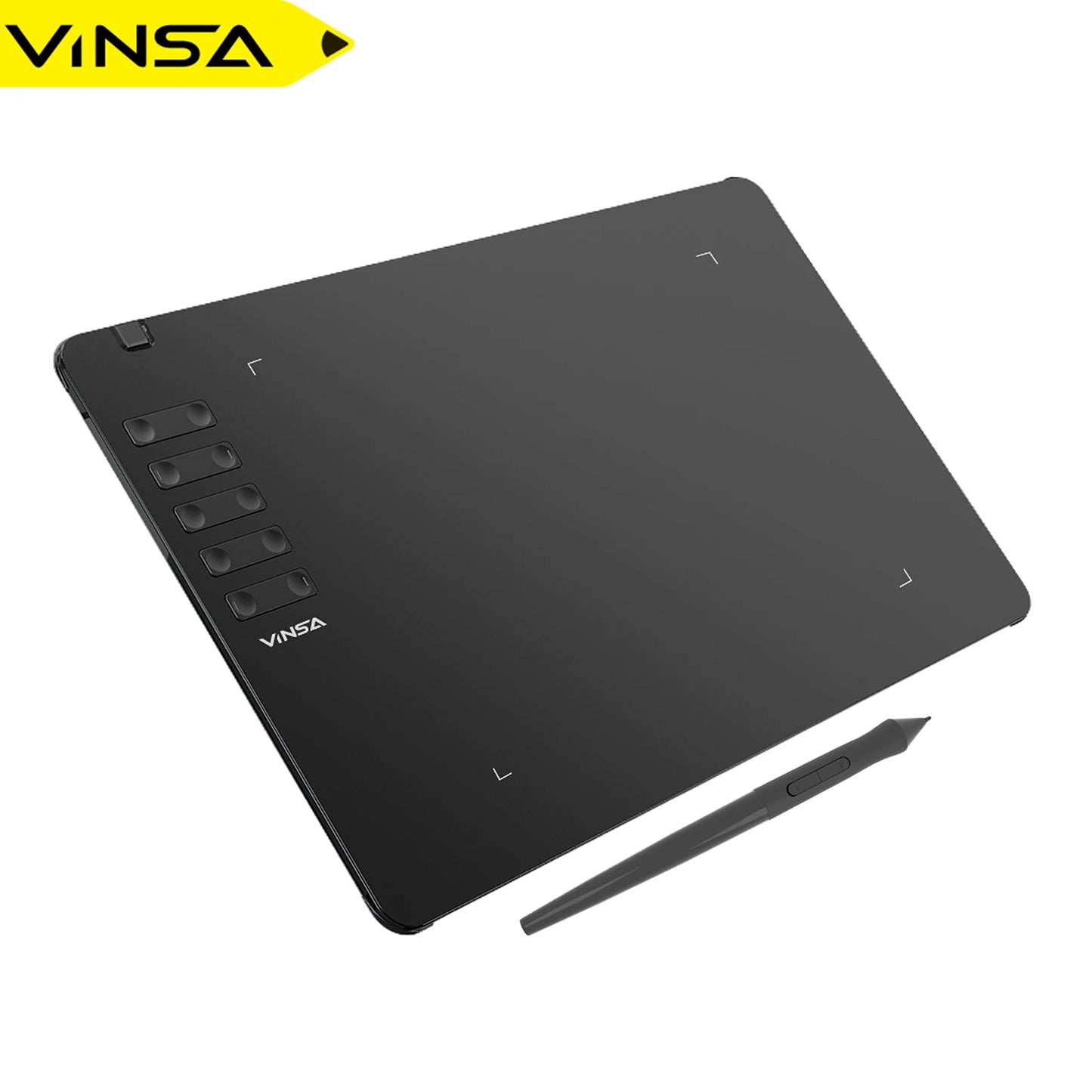 VINSA T1161 Grafiktablett Ultradünnes Kunst-Design-Skizze mit batterielosem Stift 8 Stiftspitzen 8192 Druckstufen