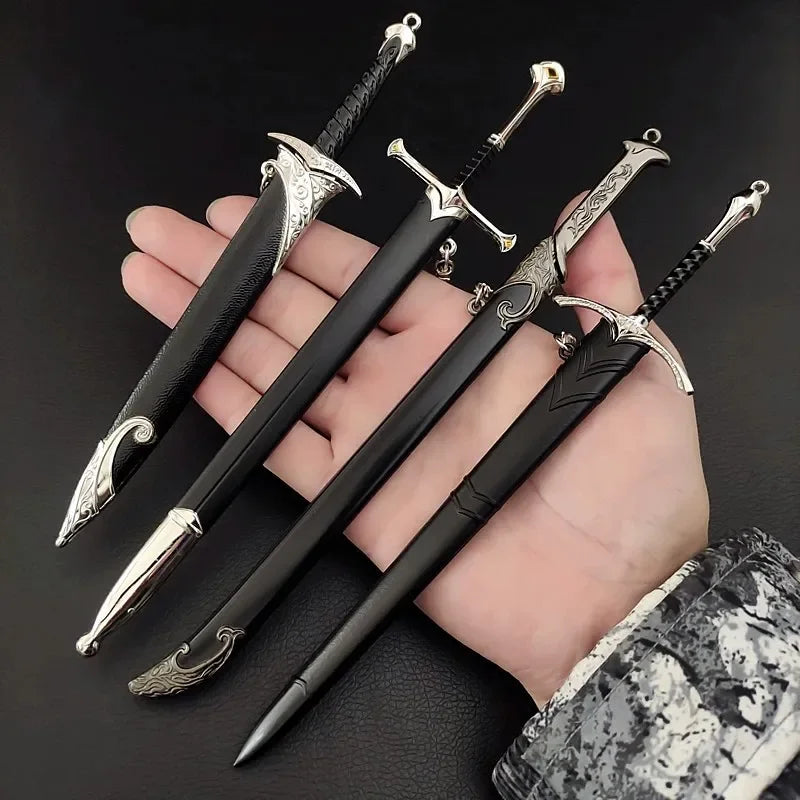 18-22cm Seigneur des Anneaux Arme Médiévale Glamdring Aragorn Narthil Épée Métal Katana Samouraï Porte-clés Ornements Cadeaux Jouet