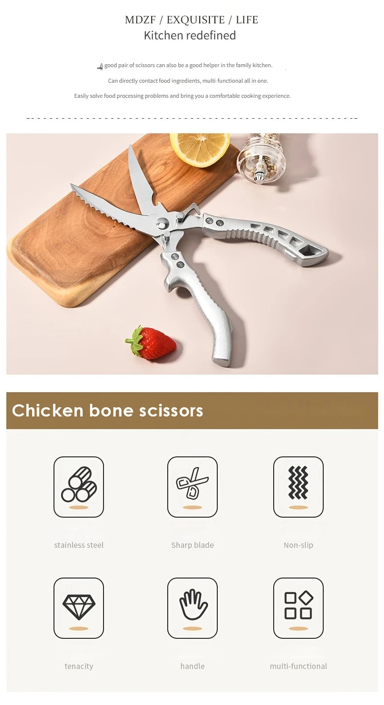 Heavy Duty Kitchen Scissors Meat Fruit Boning Fishing Hunting Camping Professional Stainless Steel Chicken Bone Kitchen Shears