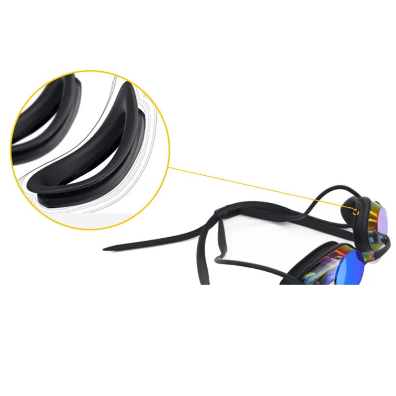 Schwimmbrille für Herren und Damen, High Definition, wasserdicht, Antibeschlag, galvanisierte Gläser, Erwachsene, Brille, Sportbekleidung