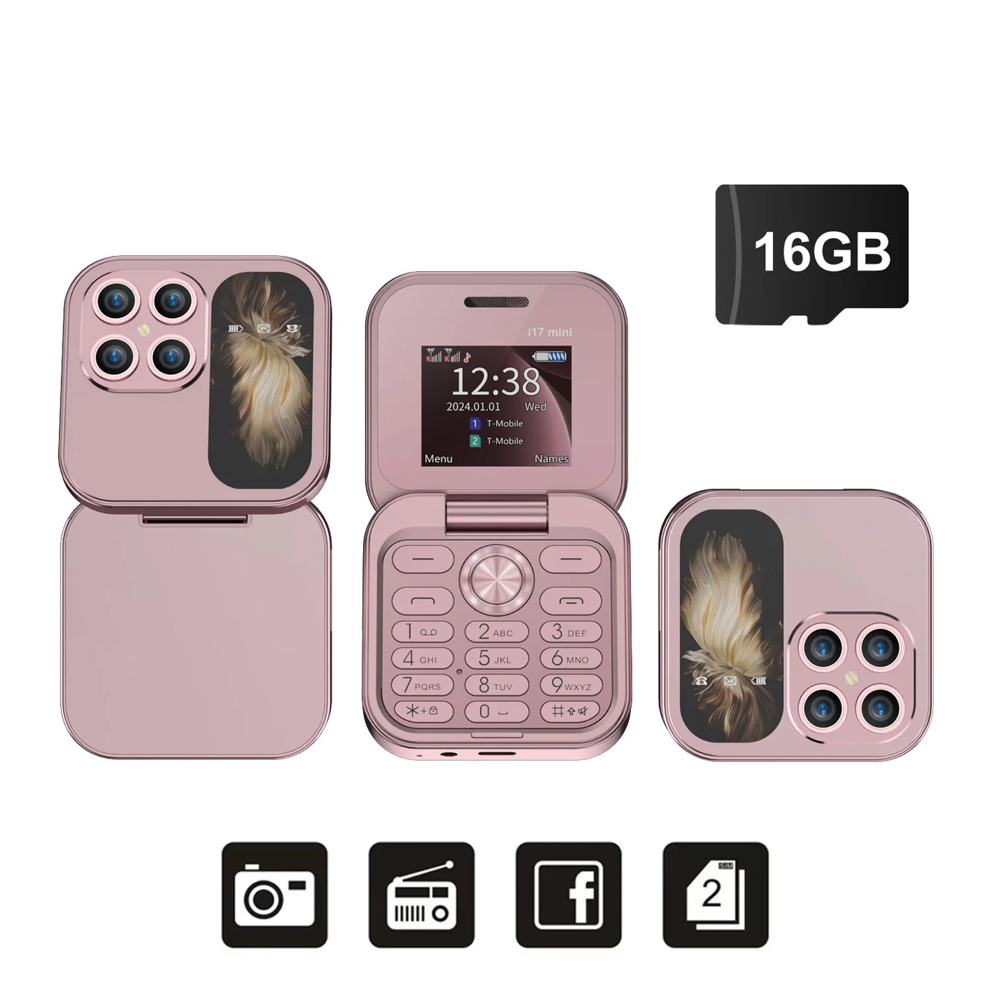 Téléphone portable à clapet SERVO i17Mini 2G, petit, à double carte SIM, à numérotation rapide, avec fonction Magic Voice, MP3, lampe de poche, mini téléphone pliable, radio FM, offre spéciale 2025