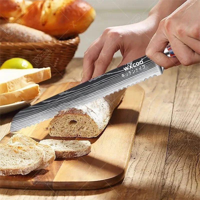 Professional Kitchen Chef's Knife Damascus Japanese Santoku Slicing Knife Meat Cleaver Stainless Steel Butcher Knife with Box