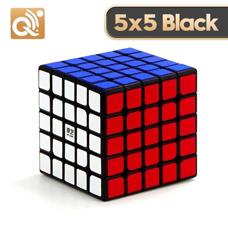 QIYI Cube Magique Vitesse 2x2 3x3 4x4 5x5 6x6 7x7 Autocollants Noirs Casse-tête Cube Magique Jouets Éducatifs Enfants