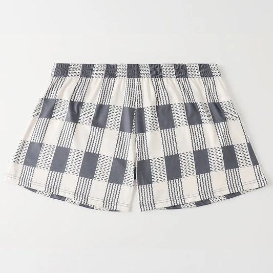 5pcs Checkered Printed Aro Pants Loose and Breathable Flat Corner Pants for Casual and Comfortable Elderly Wear Men Boxer Briefs