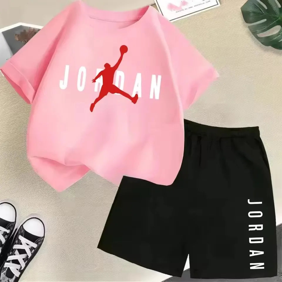 Sommer Kurzarm Kinder Set Slam Dunk Master Muster Print Sport T-Shirt + Shorts 2-teiliges Set Kinder Jungen Mädchen Mode Trainingsanzug