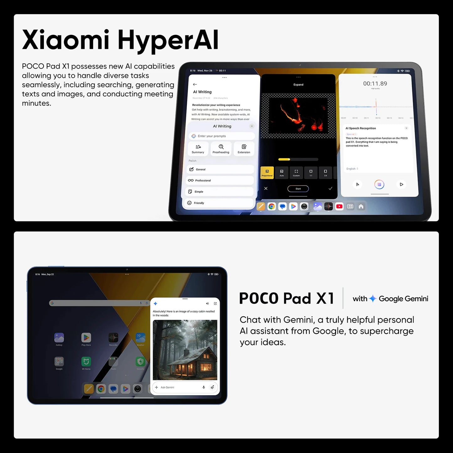 Original POCO Pad X1 Globale Version Tablets Snapdragon 7+ Gen 3 11,2'' 3,2K 144Hz Display 13MP 8850mAh 45W Turbo Charging