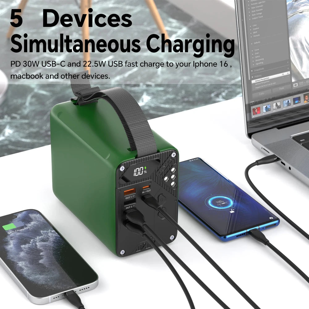Konfulon Power Bank 80000mAh Schnelllade-Akku mit Taschenlampe Outdoor Handy-Ladegerät für iPhone Xiaomi Huawei Samsung