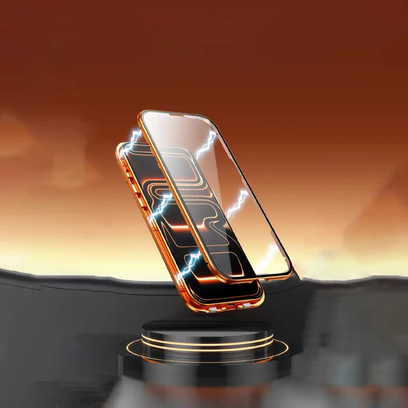 360°-Vollschutz-Metall-Magnet-Doppelseitige Glas-Schnappverschluss-Handyhülle für iPhone 17 Pro Max/17/Air/17 Pro Bumper Cover