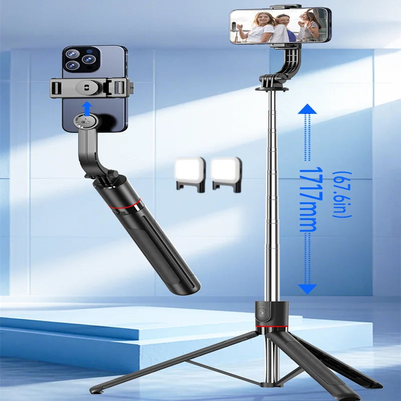 Gimbal Stabilisateur Perche à Selfie Trépied Gimbal Rotation 360 Mode de Prise de Vue Suivi avec Lumière Pour iPhone Xiaomi Téléphone Android