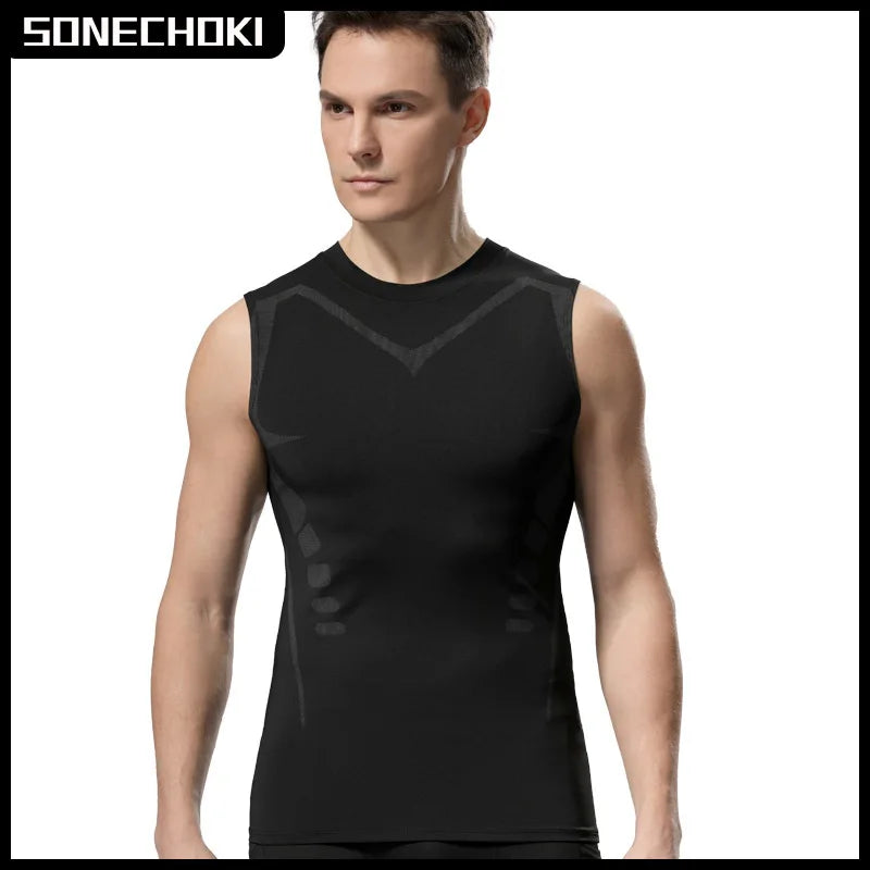 Kompressions-Tanktop Herren Gym-Shirt Ärmellos Schnelltrocknend Bedruckte Sportbekleidung Herren Fitness Bodybuilding Weste Workout Muskel-Top