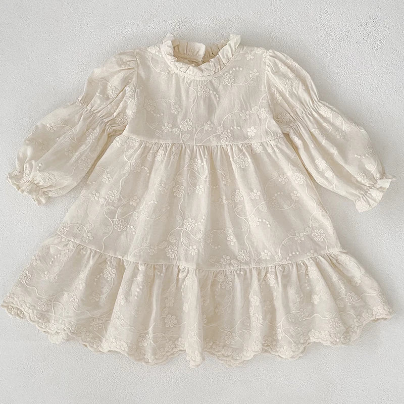 Nouvelle robe de sœur automne 0-6 ans, robe de soirée pour fille, barboteuse brodée pour bébé fille, robe de princesse en coton pour enfants, fête d'anniversaire de sœur