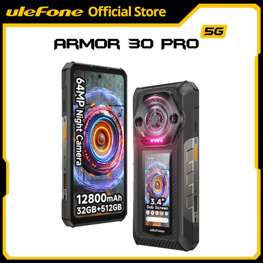 Ulefone Armor 30 Pro 5G Outdoor-Smartphone Android 14 6,95" 120Hz 32GB+512GB 12800mAh Nachtkamera 64MP NFC
