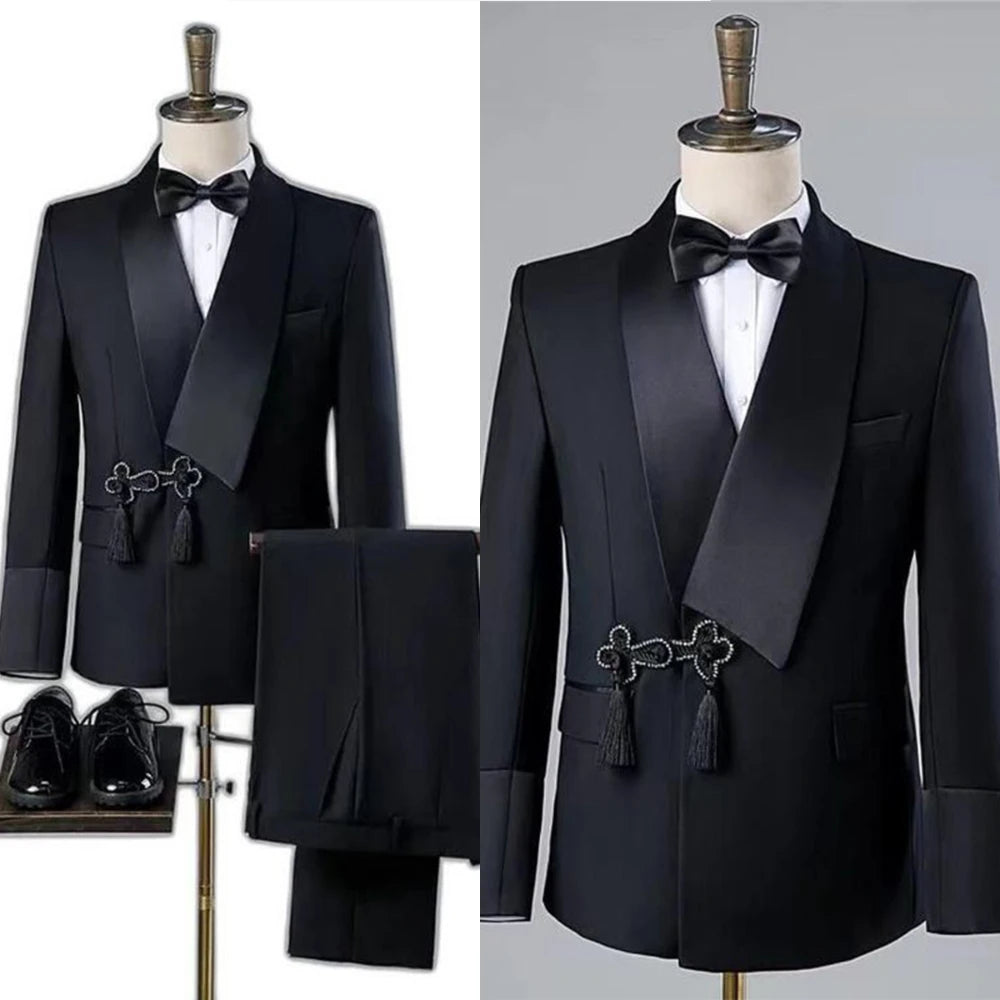 Men Suit Wedding Slim Fit Tassel Shawl Tuxedo